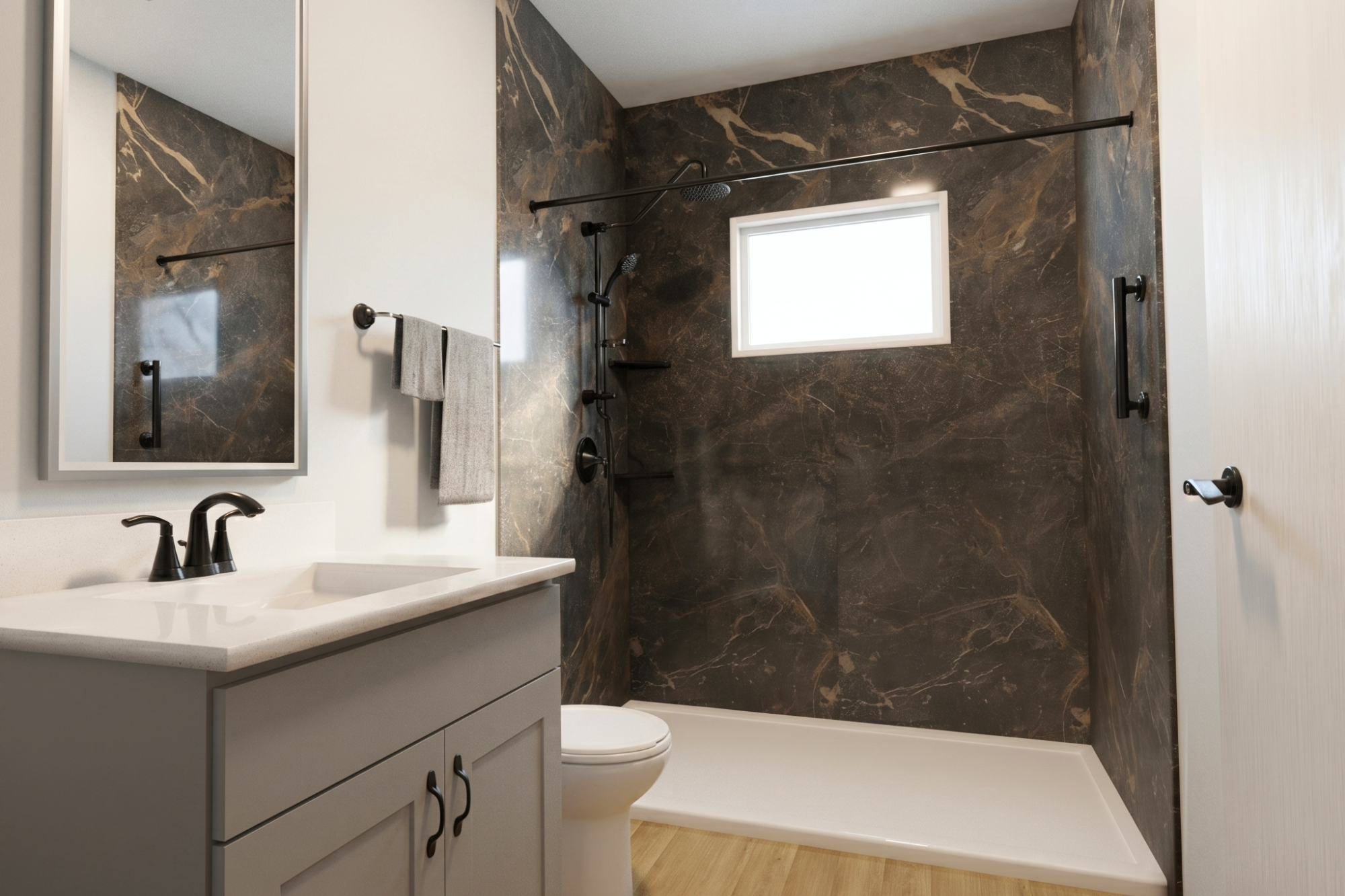 Midnight Bronze Walk-In Shower