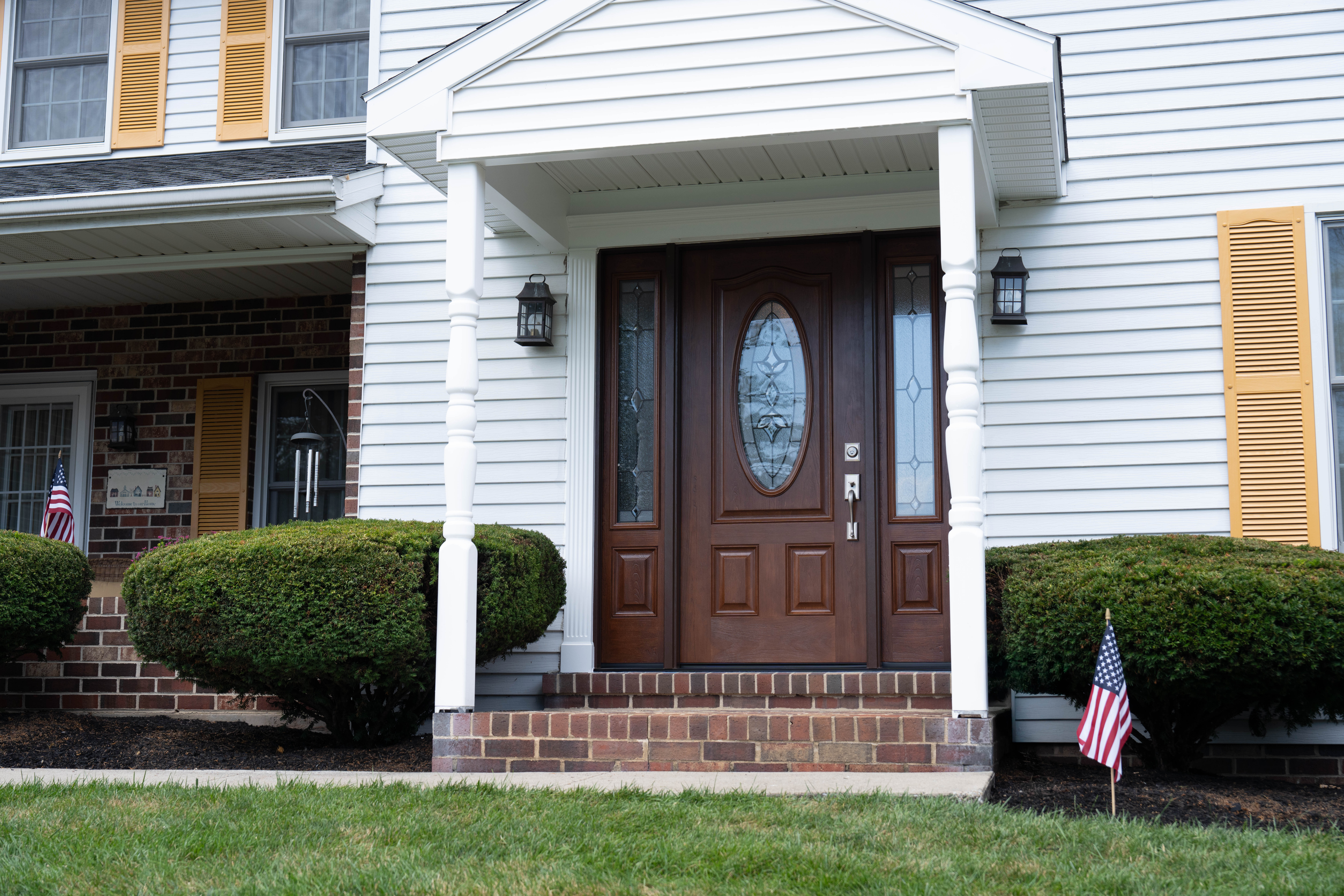 New entry door with sidelites in Brookline colonial