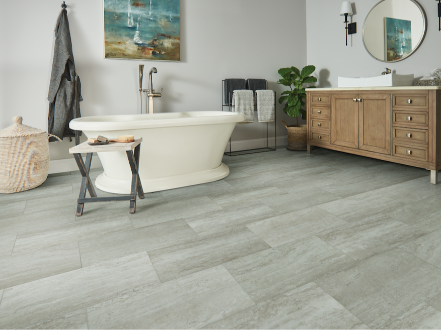 Stone pattern luxury vinyl tile flooring