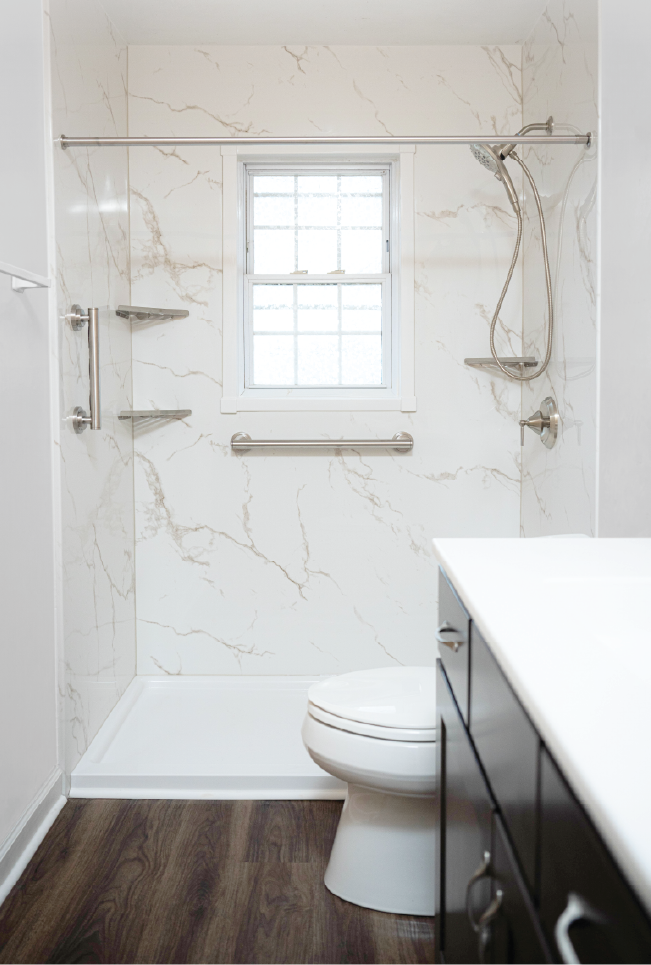 Master bathroom with modern composite luxury shower