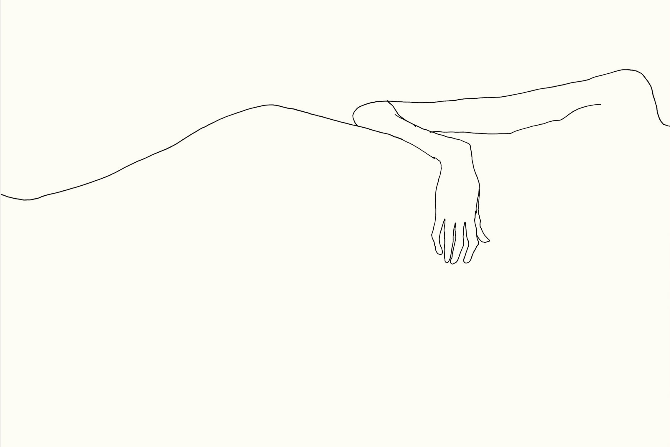 Line drawing on paper reclining figure