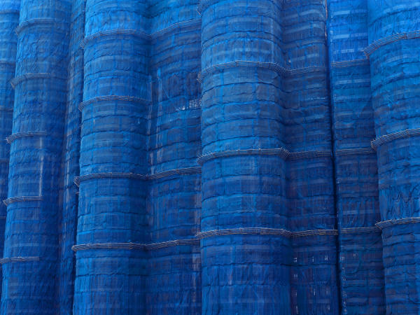 Blue photograph wrapped tower