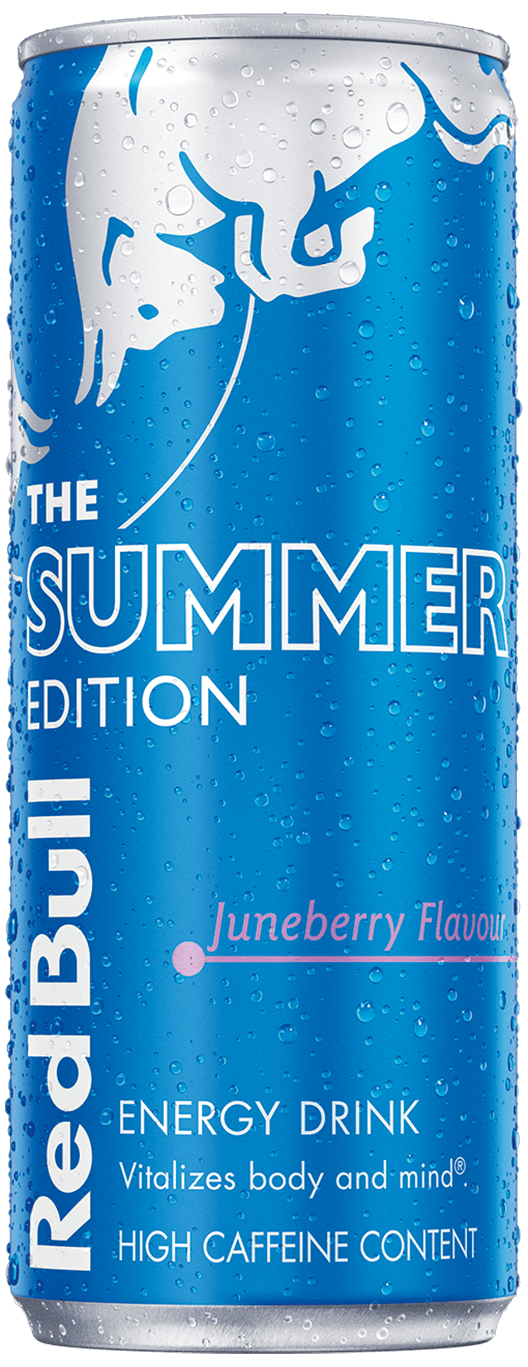 A chilled can of Red Bull Summer Edition Juneberry