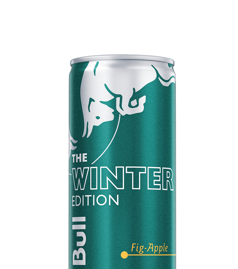 A half can of Red Bull Winter Edition
