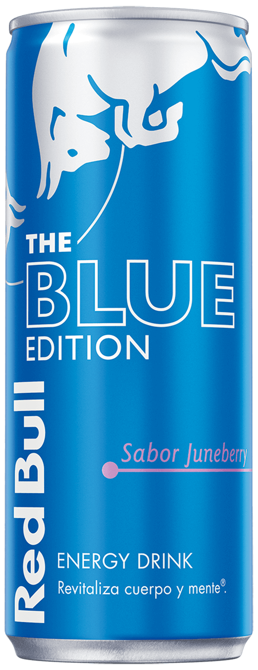 A can of Red Bull Blue Edition Juneberry