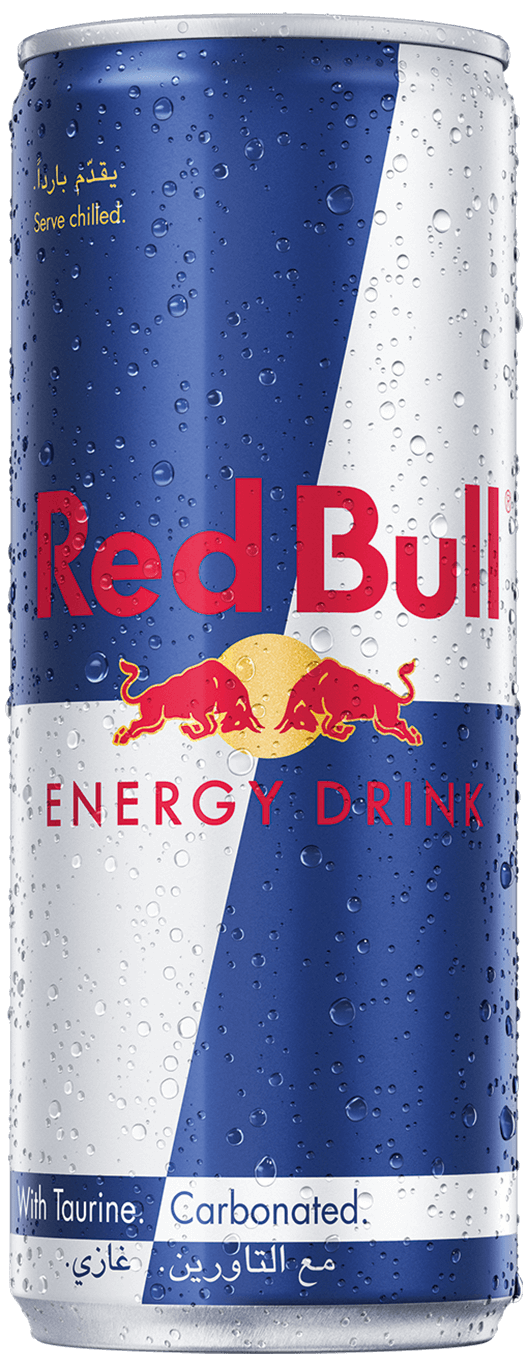 A chilled can of Red Bull Energy Drink