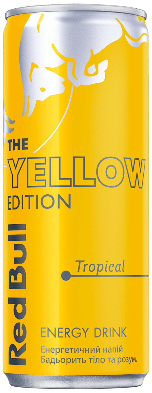 A can of Red Bull Yellow Edition