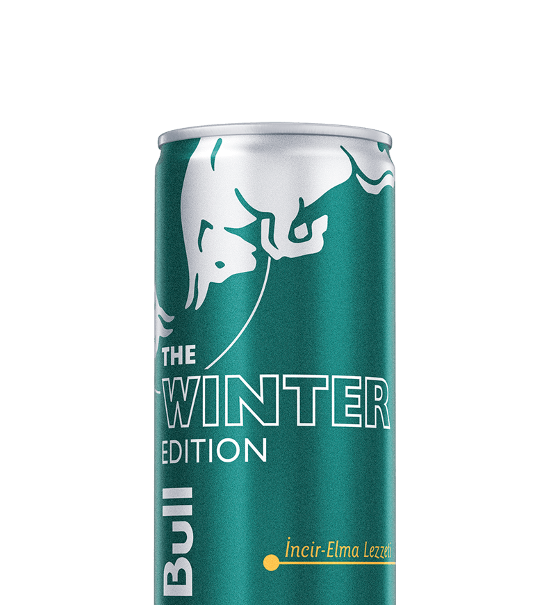 A half can of Red Bull Winter Edition Fig Apple