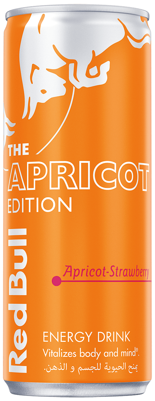 A can of Red Bull Apricot Edition