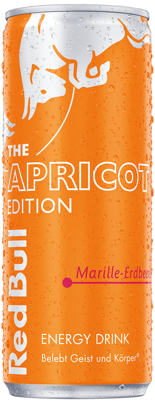 A chilled can of Red Bull Apricot Edition