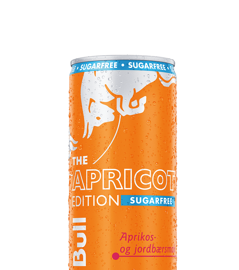 A chilled half can of Red Bull Apricot Edition Sugarfree