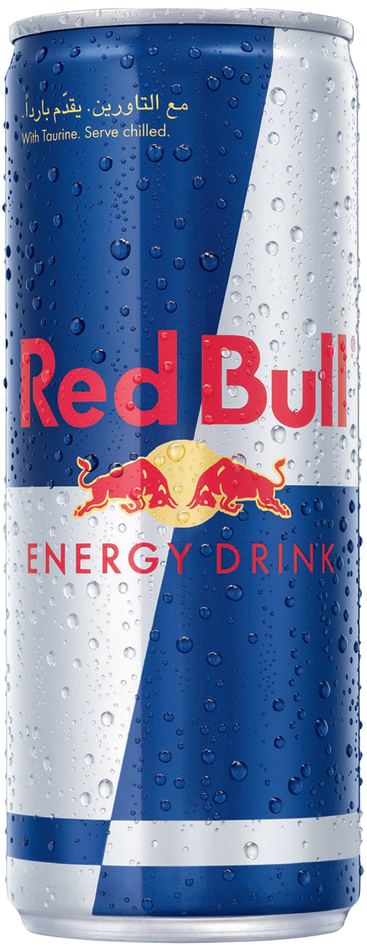 A chilled can of Red Bull Energy Drink
