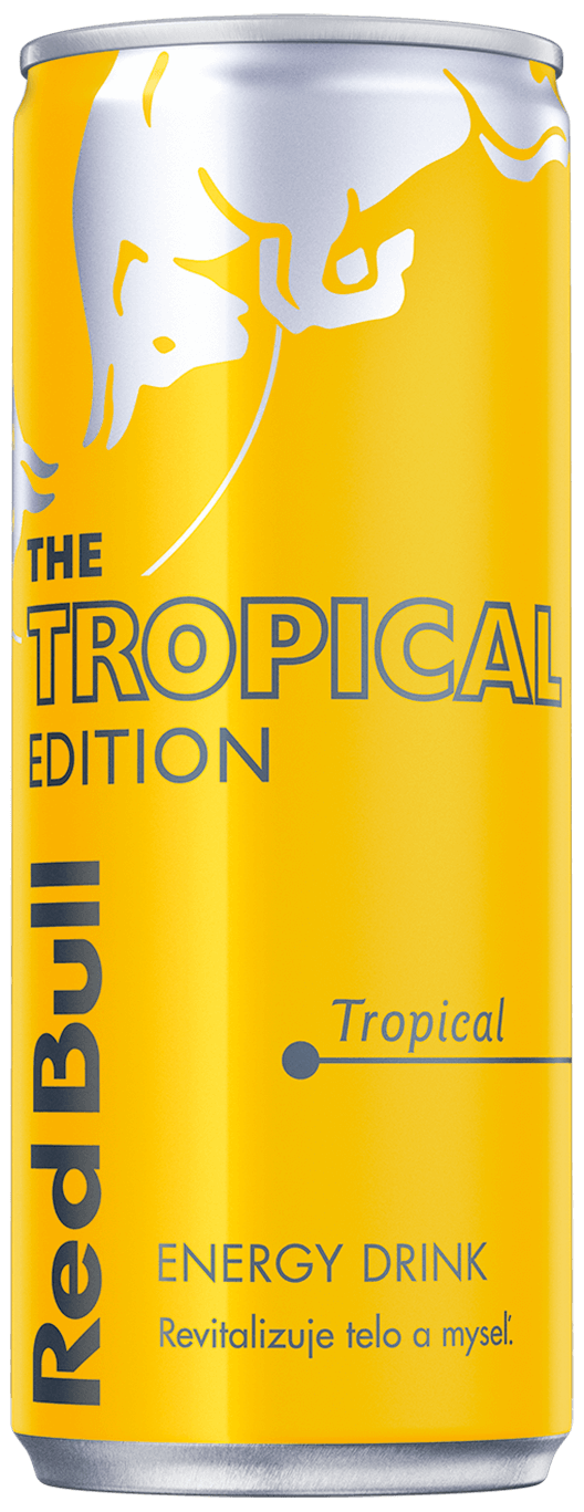 A can of Red Bull Tropical Edition