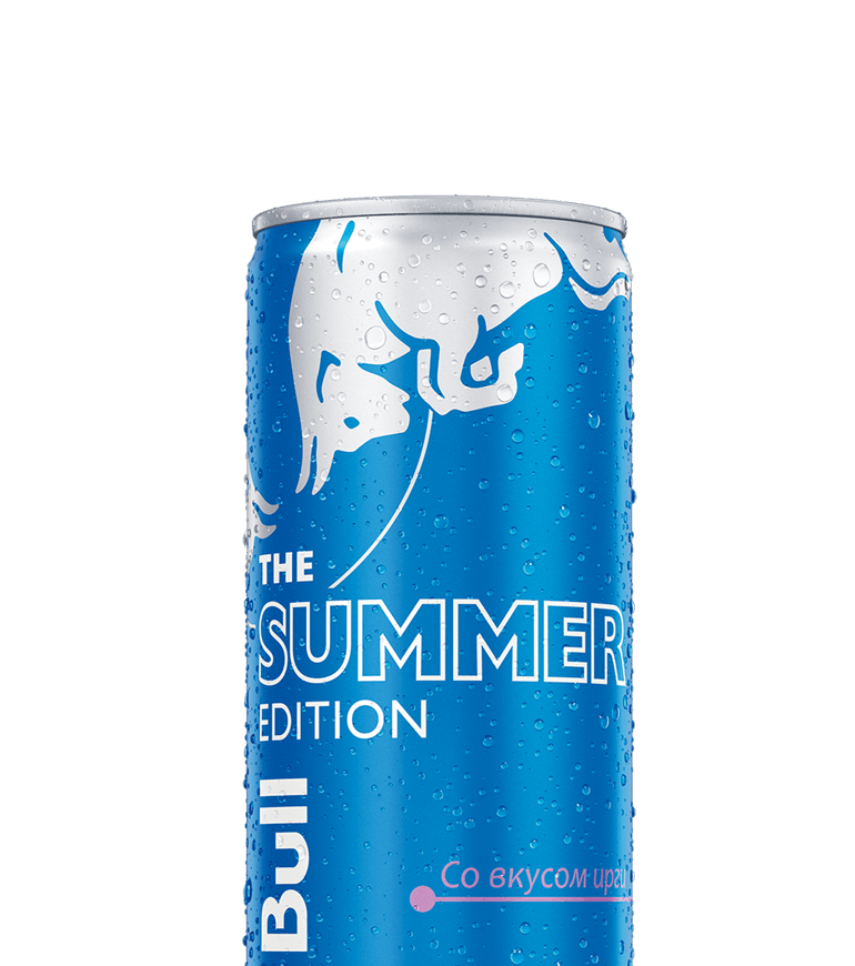 A chilled half can of Red Bull Summer Edition Juneberry