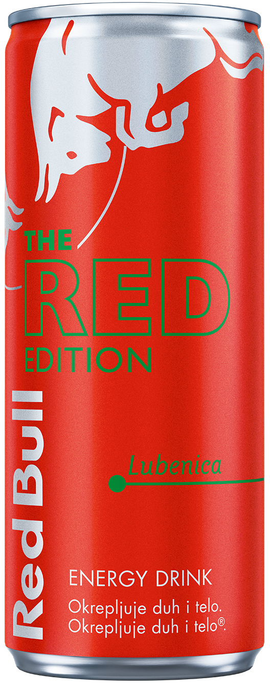 A can of Red Bull Red Edition