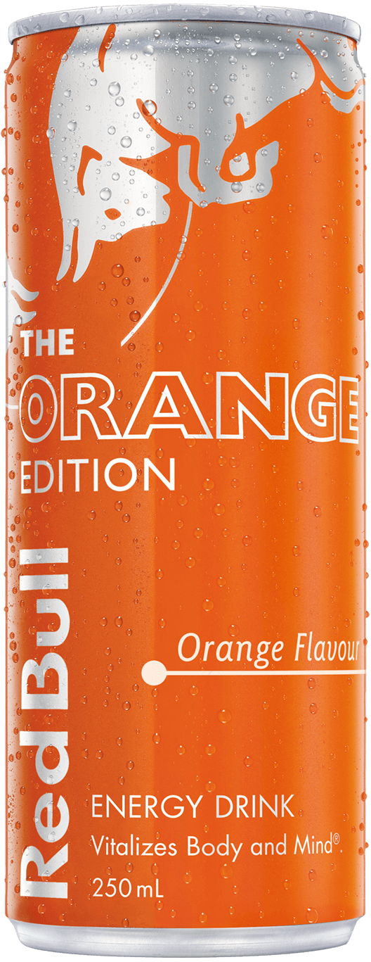 A can of Red Bull Orange Edition