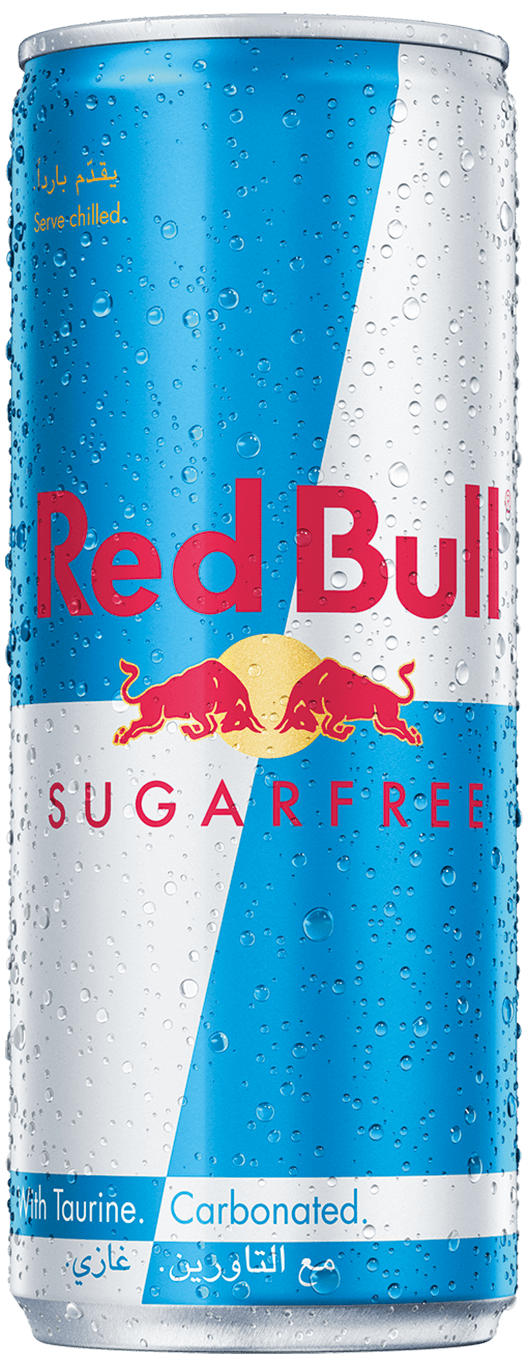 A chilled can of Red Bull Sugarfree
