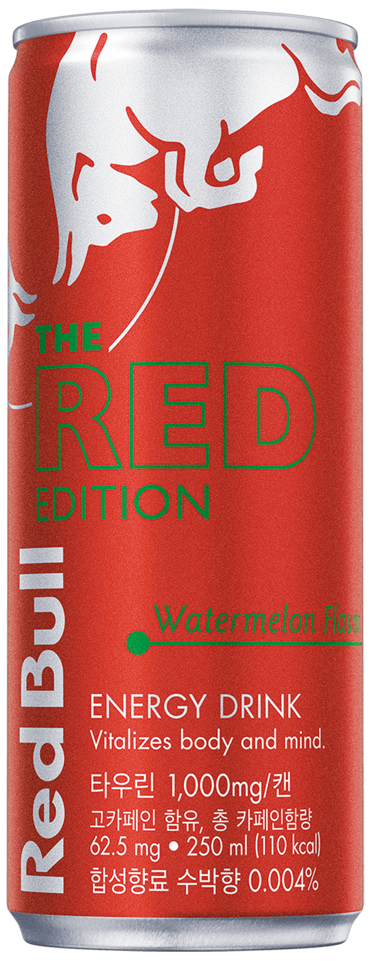 A can of Red Bull Red Edition