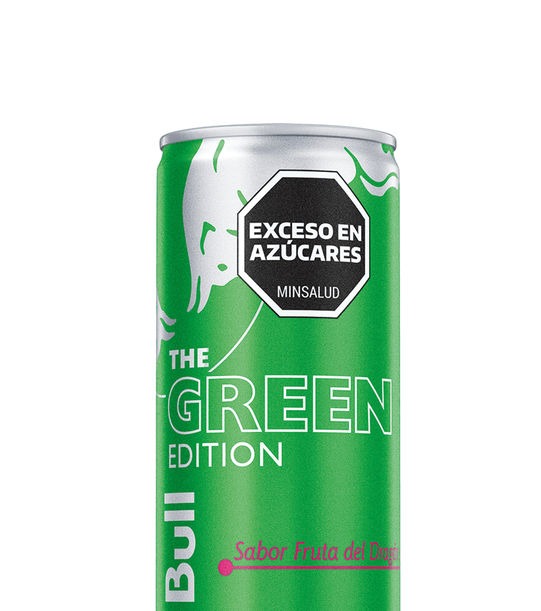 A half can of Red Bull Green Edition