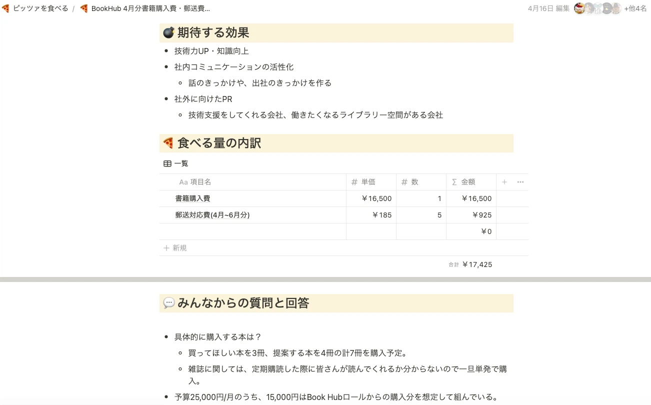 BOOK HUBロールの予算どりの様子