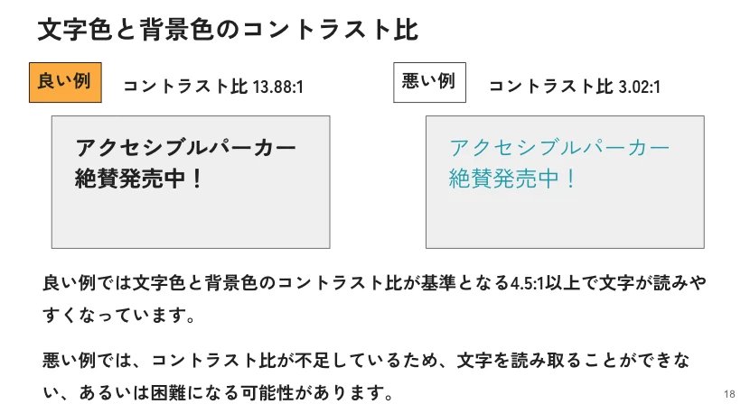 Case5　文字色と背景色のコントラスト比の図