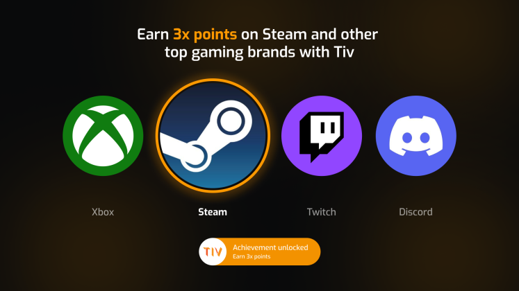 Earn 3x points on Steam and other top gaming brands with Tiv