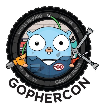 GopherCon 2018 Banner. Gophers riding around on Go Karts. Cute!