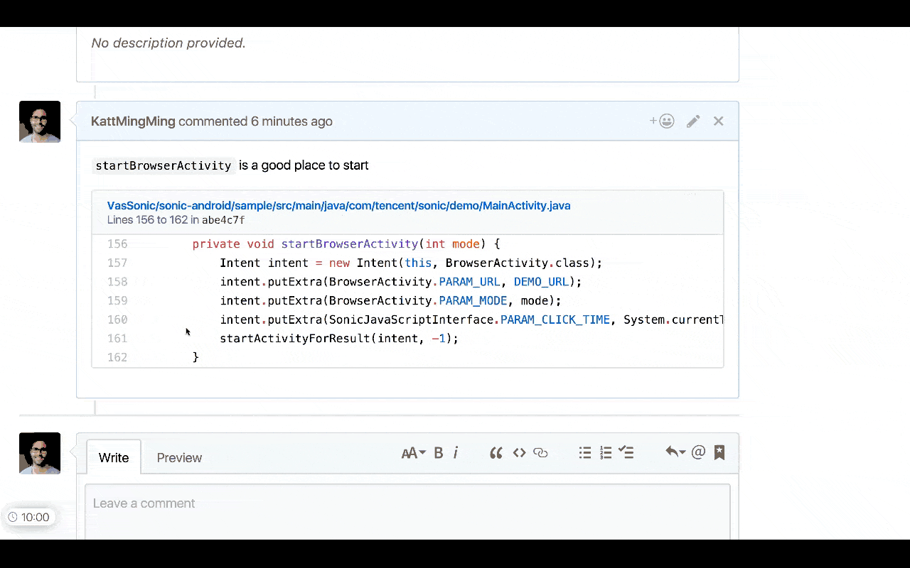 Code intelligence on GitHub embedded code snippets