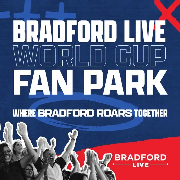 Hero image for homepage featuring Bradford Live World Cup Fan Park