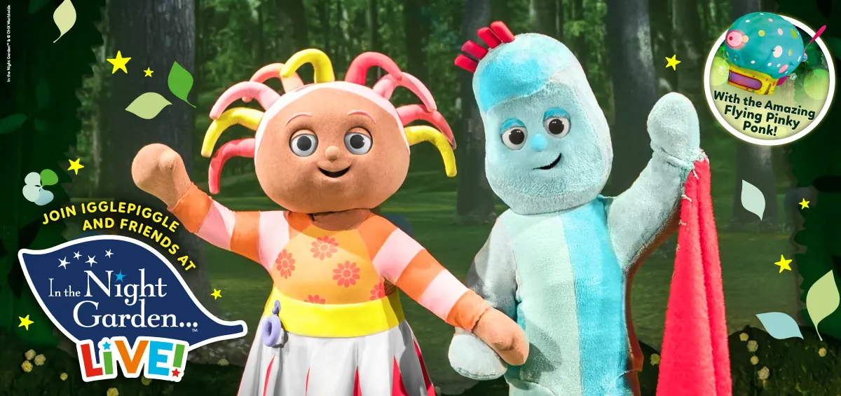 Hero image for homepage featuring In The Night Garden Live