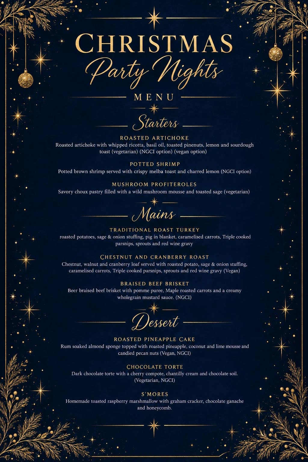 Image preview for Christmas party menu