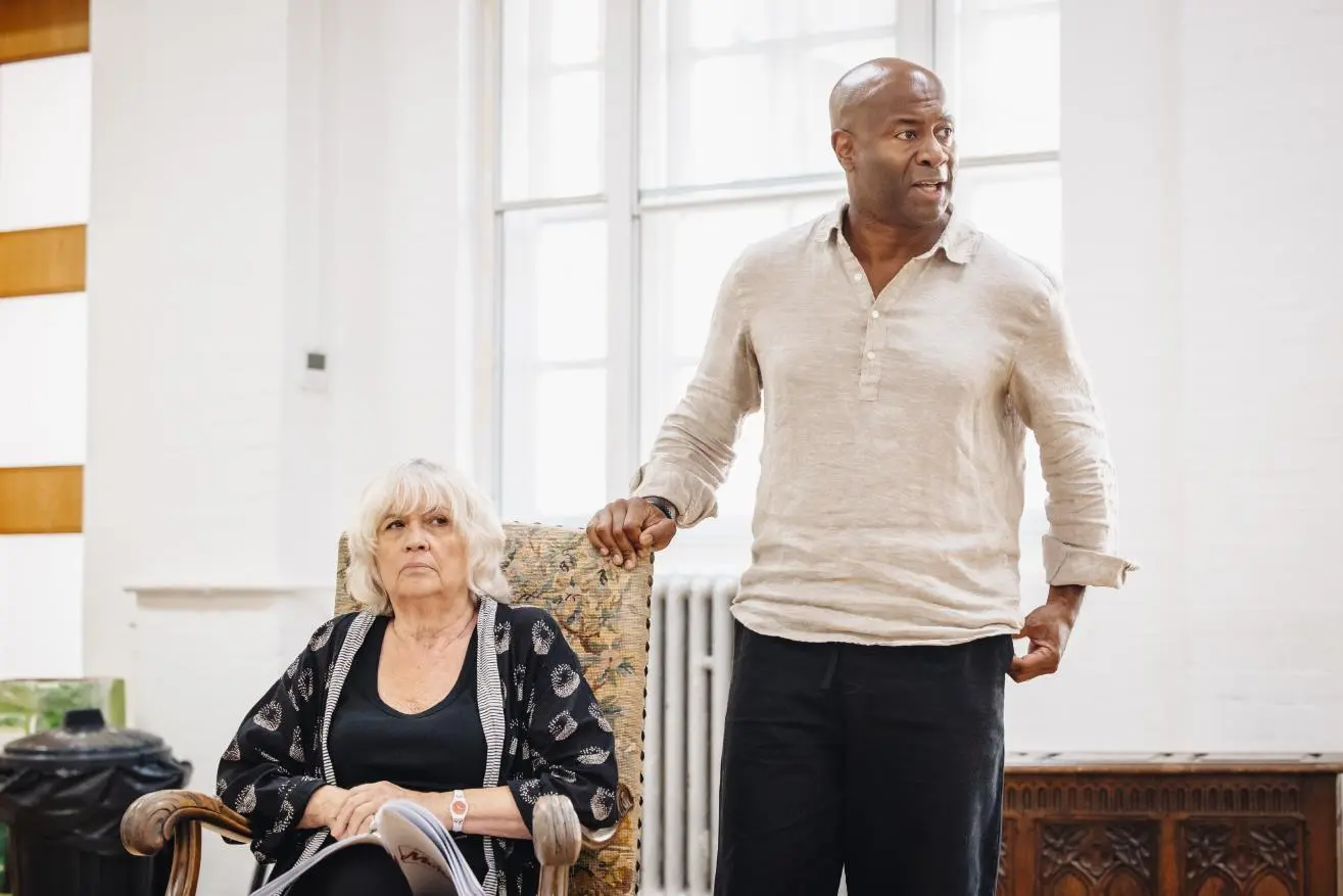 Image preview for L-R Susan Penhaligon, Nicholas Bailey in rehearsals for THE MOUSETRAP 75TH ANNIVERSARY UK TOUR, Credit Danny Kaan