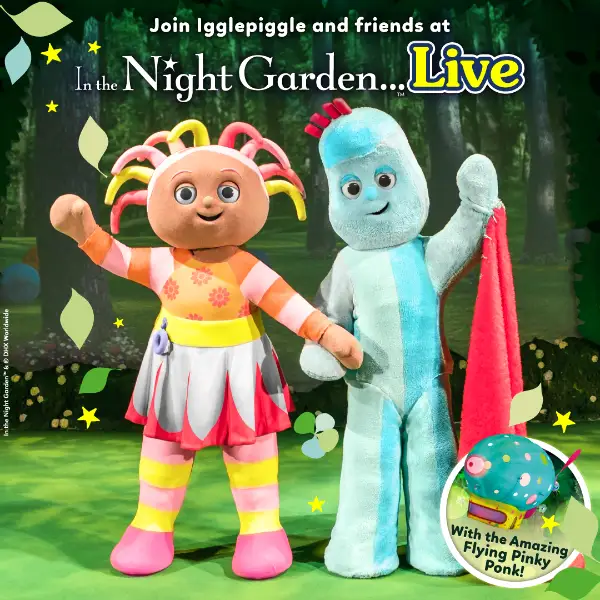 Hero image for homepage featuring In The Night Garden Live