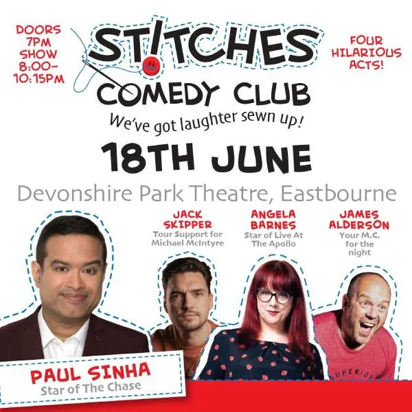 Event card thumbnail image for Stitches Comedy Club - Jack Skipper, Angela Barnes and Paul Sinha