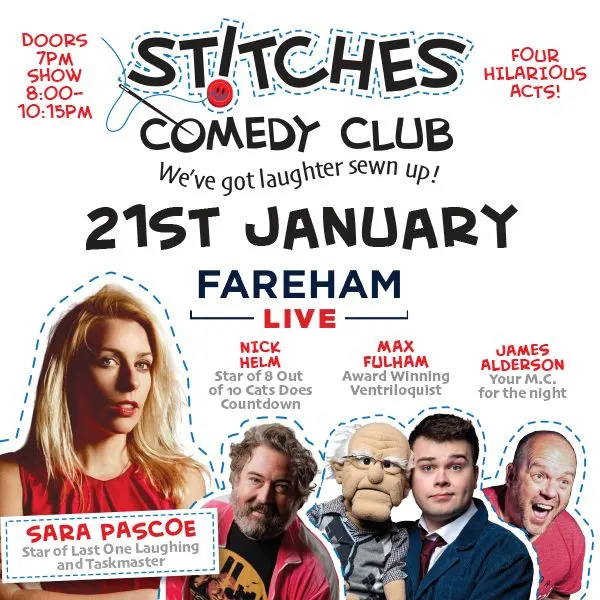 Event card thumbnail image for Stitches Comedy Club - Sara Pascoe, Max Fulham and Nick Helm