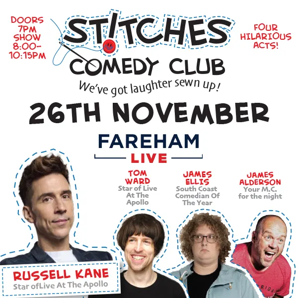 Event card thumbnail image for Stitches Comedy Club - Russell Kane, Tom Ward And James Ellis