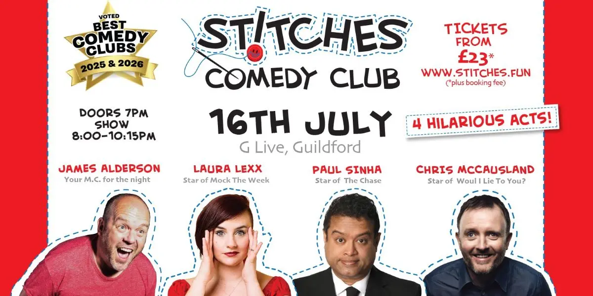 Hero image for Stitches Comedy Club - Paul Sinha, Laura Lexx and Chris McCausland 