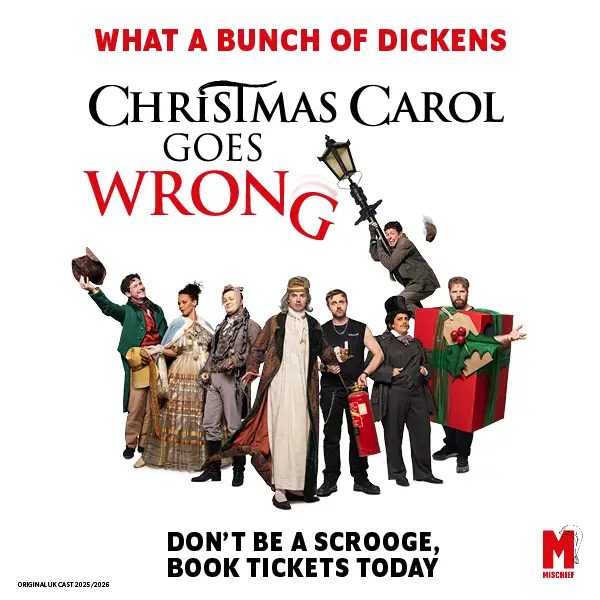 Hero image for homepage featuring Christmas Carol Goes Wrong