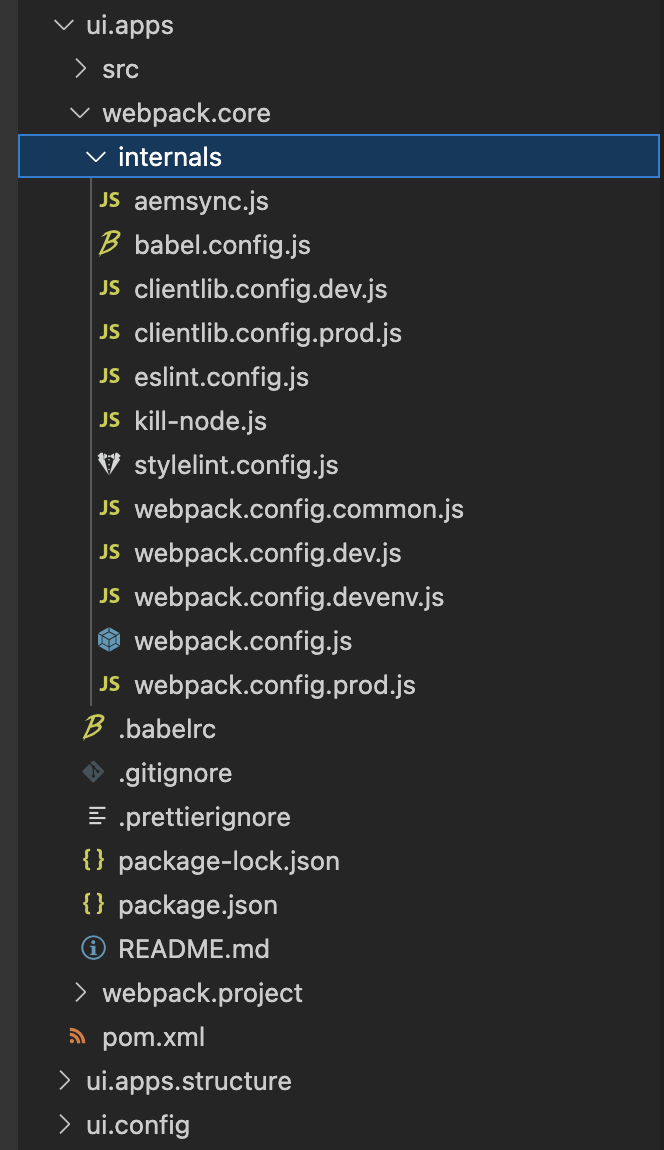 Webpack core folder structure