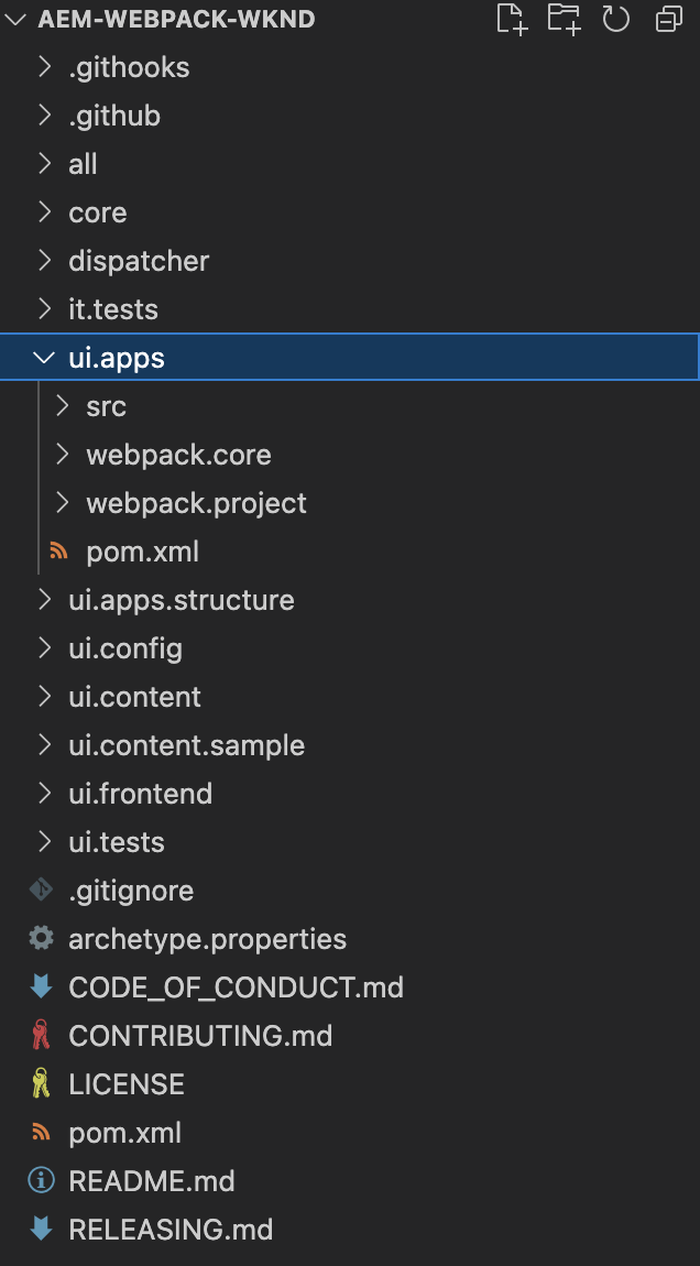 screenshot containing the project structure