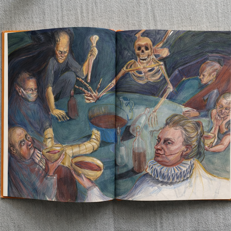 Banquet Scene — Illustrationy Lera Swonk for “King Pest” by Edgar Allan Poe (Great Star Press)