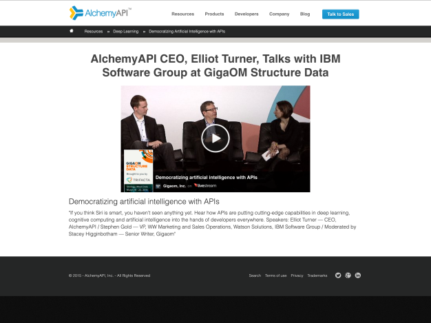 AlchemyAPI CEO talks with IBM at GigaOM Structure Data event.