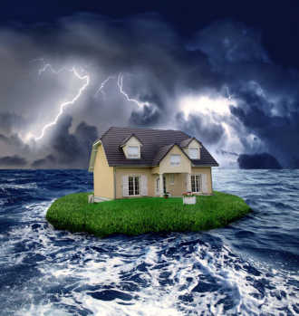 storm house on ocean