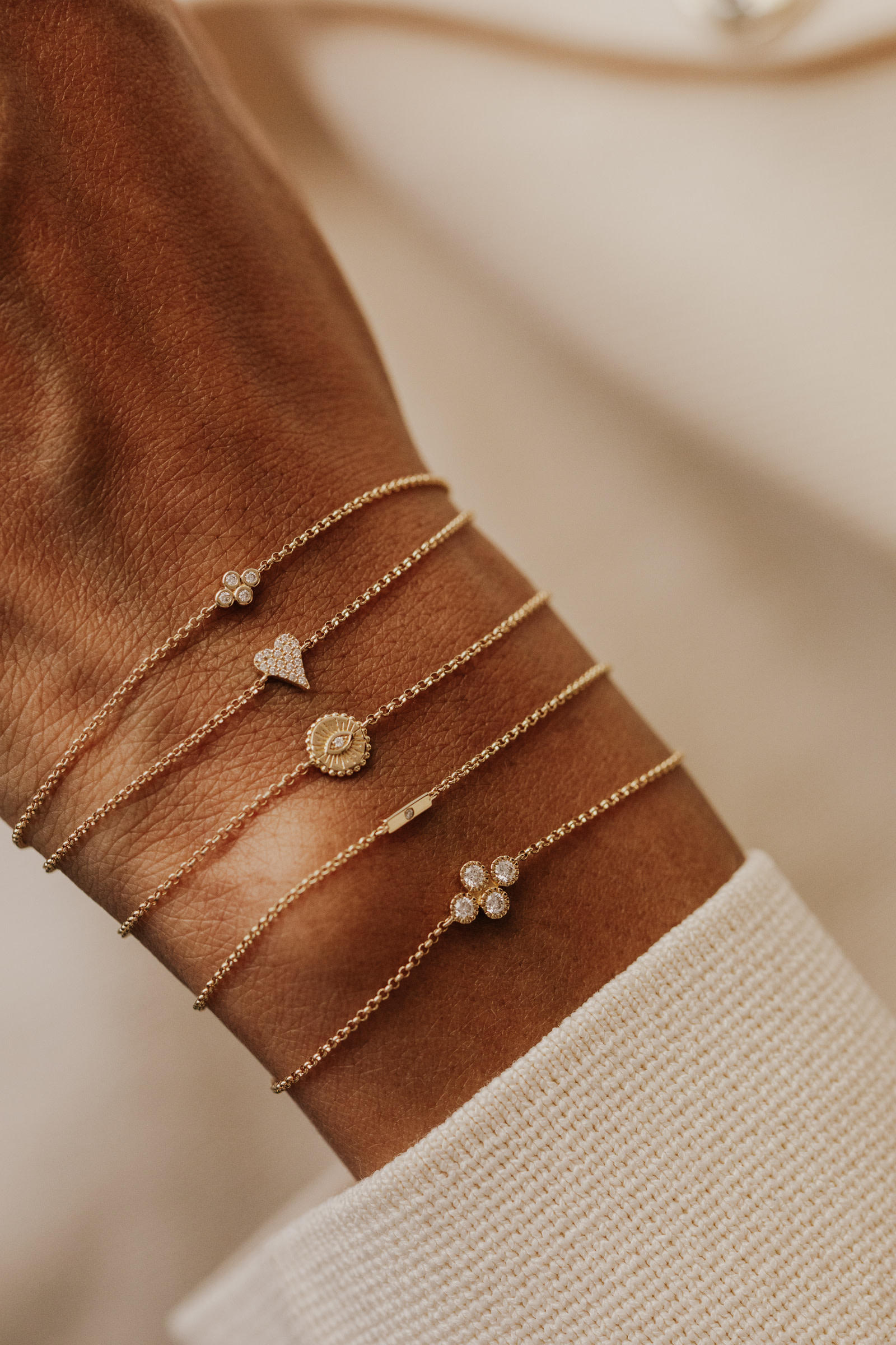 Diamond Nouveau bracelets on model.