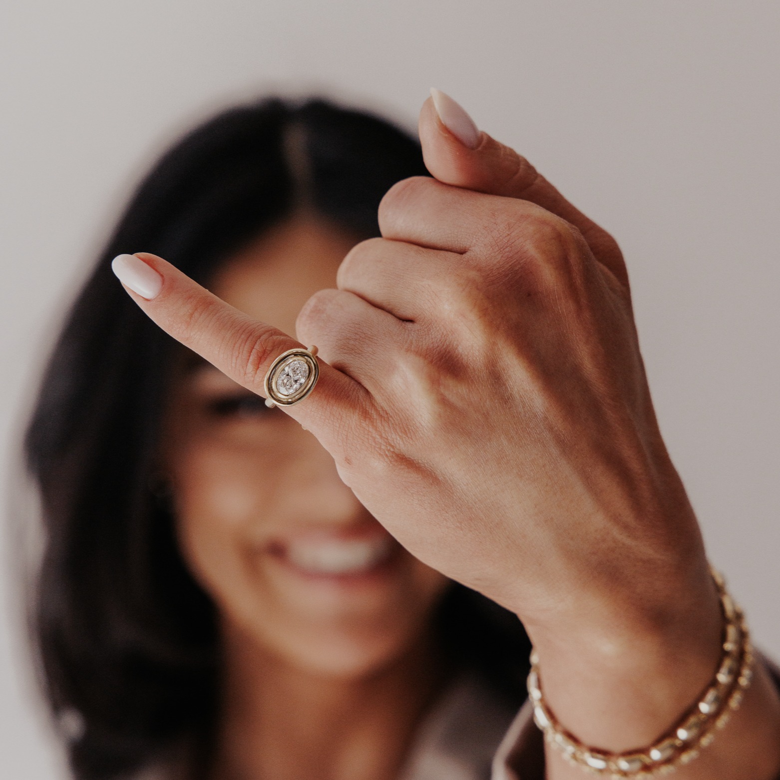 The Ripple Oval Lab Grown Diamond Pinky Ring | Sarah O.