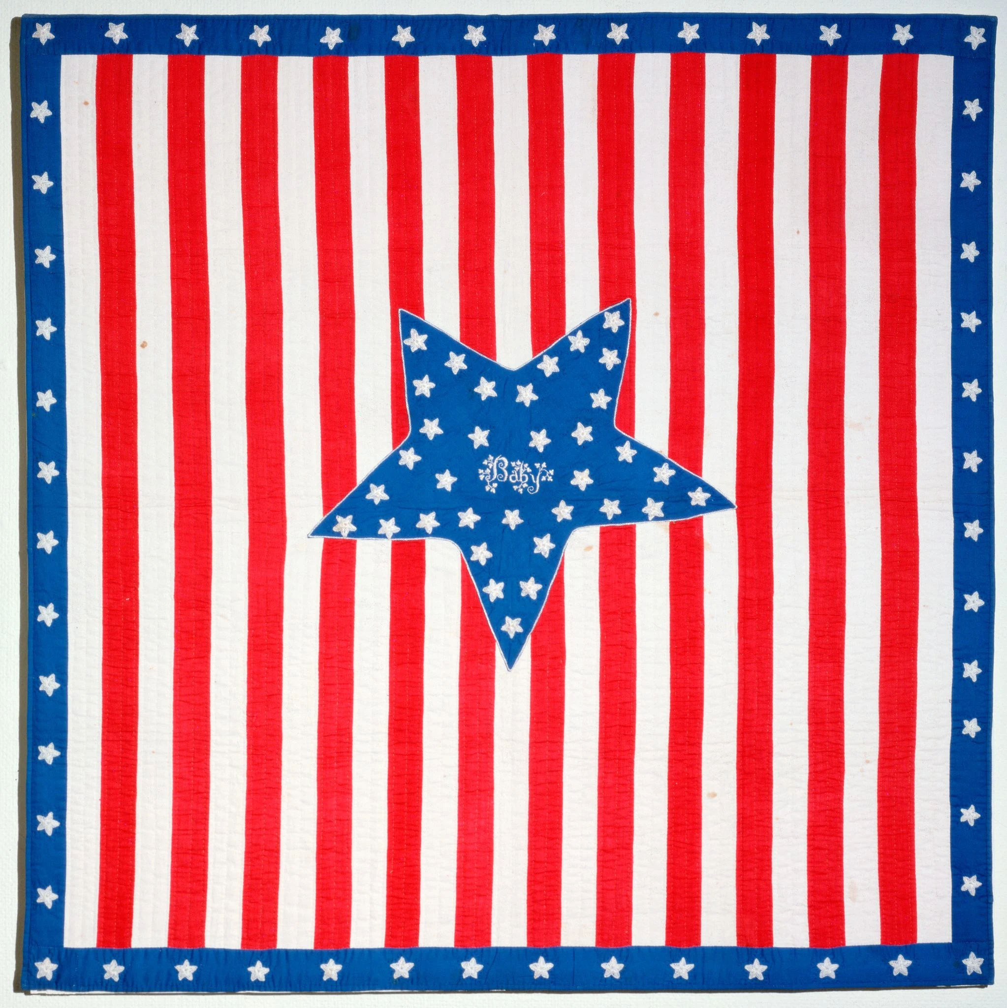 Unknown artist, Crib Quilt, 1861-1875, cotton with cotton embroidery, 36 3/4 in. x 36 in. American Folk Art Museum, Gift of Phyllis Haders, 1978.42.1.