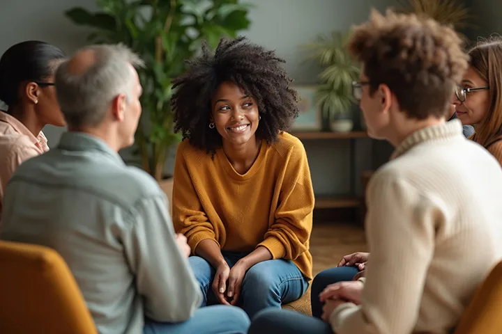 A group of five in a circle