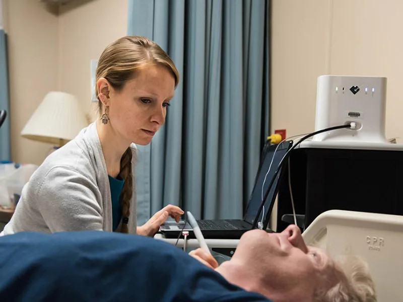 Nurse taking vitals in CRC UP location