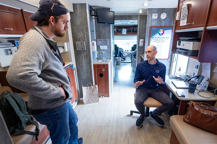 A researcher in Lion Mobile Unit