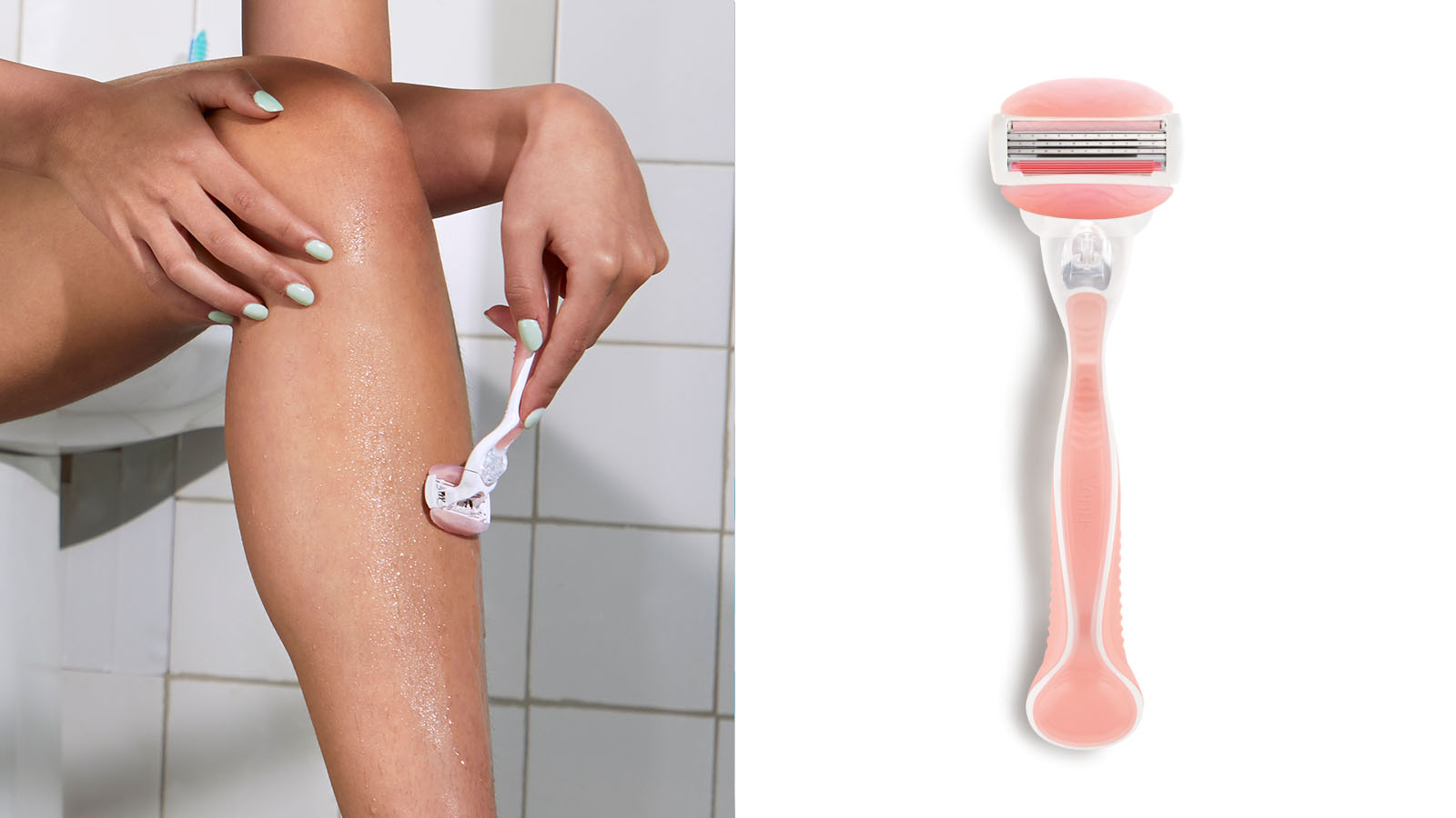 Woman Shaving Her Legs and Venus Women’s Razor